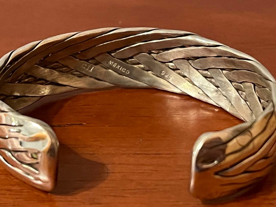 インディアンジュエリー ナバホ族 編み込み バングル シルバー925 メキシコ製