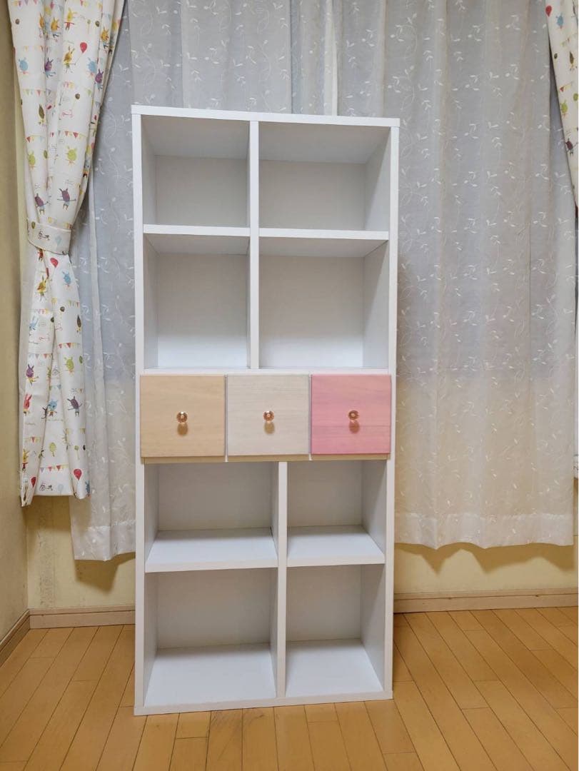 杏*様 ホワイトオープンシェルフ 引き出し付き