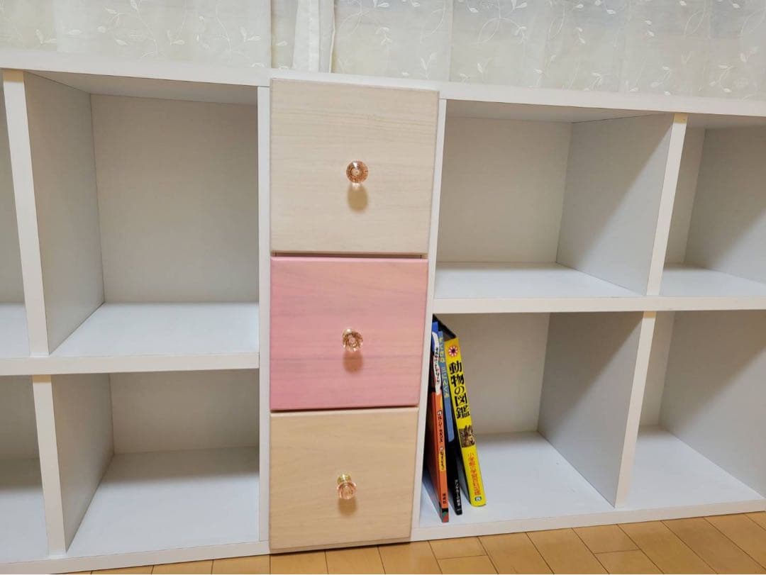 杏*様 ホワイトオープンシェルフ 引き出し付き