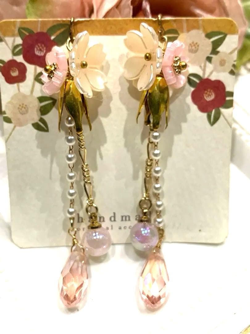 No.1386 桜のロングピアス　イヤリング