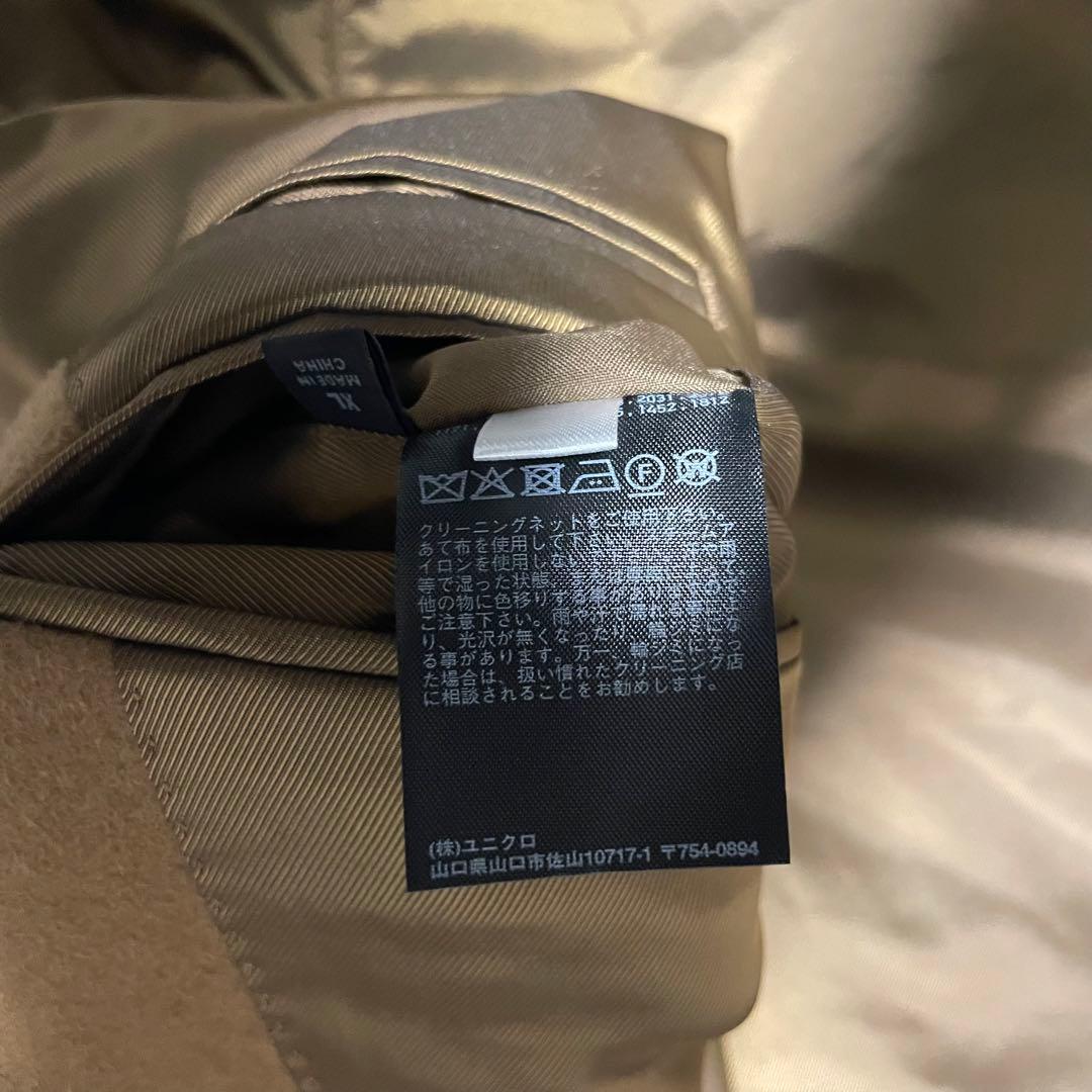 2025AW×カシミヤ混【UNIQLO】美品ロングチェスターコート キャメルXL
