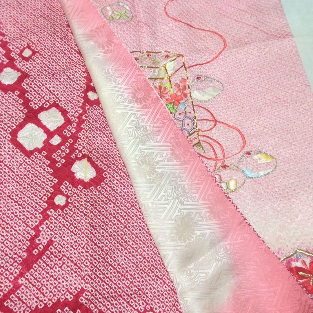 正絹☆本総絞り☆枝梅を背景に貝桶や貝合わせが雅な趣を漂わせる7歳七五三向け祝い着
