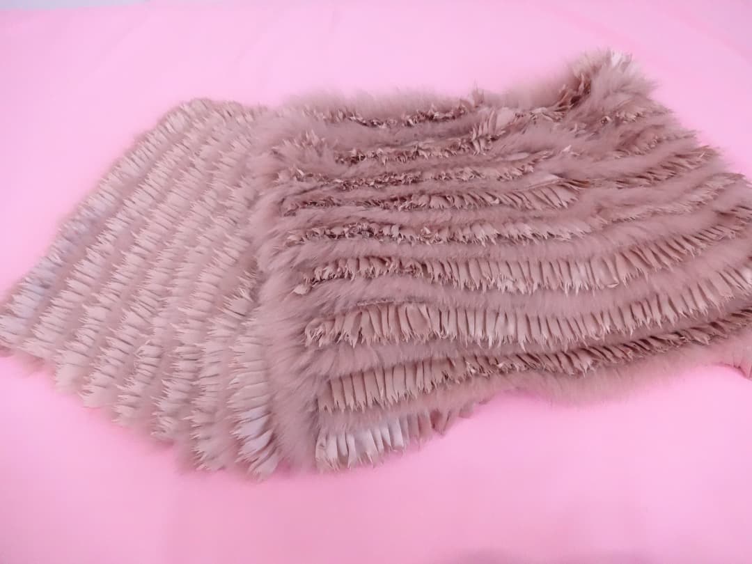  CHIEロイヤルチエ フォックスファー＆シルクストールピンクベージュ