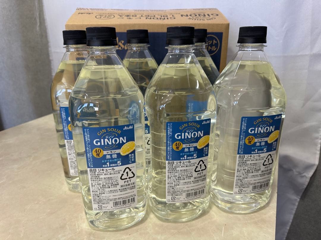 1.アサヒGINON ジノン 無糖 レモン 1.8Lペット×6本入り 40％