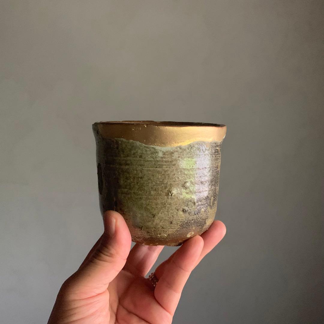 信楽 筒茶碗 古美術 古道具 アンティーク 信楽焼 直しあり