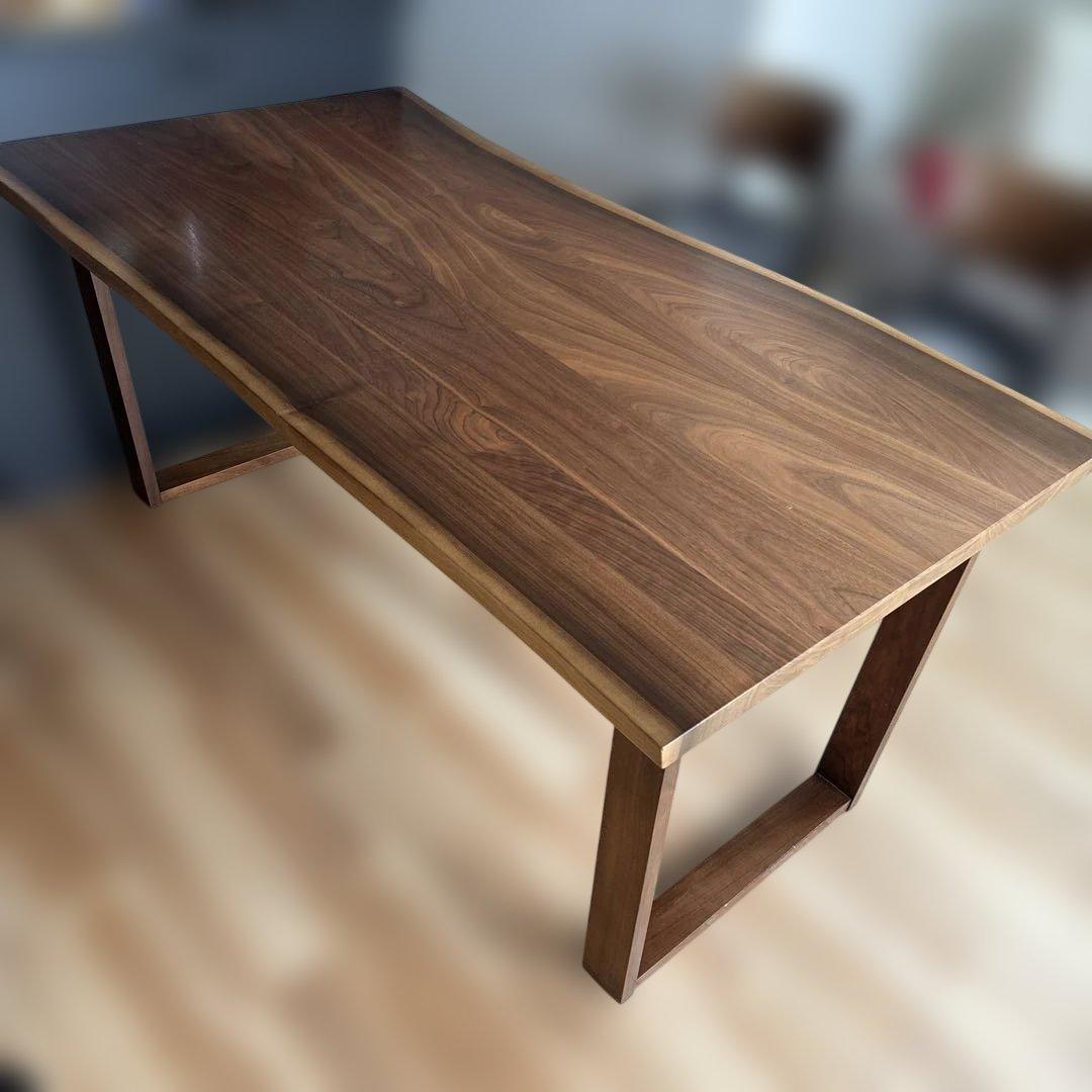 日本製 ウォールナット ダイニングテーブル 160×90×72 耳つき加工