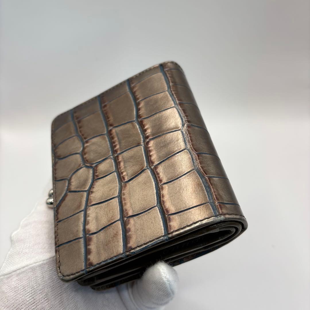 希少品　vivienne westwood 二つ折り財布　シルバー　クロコ　財布