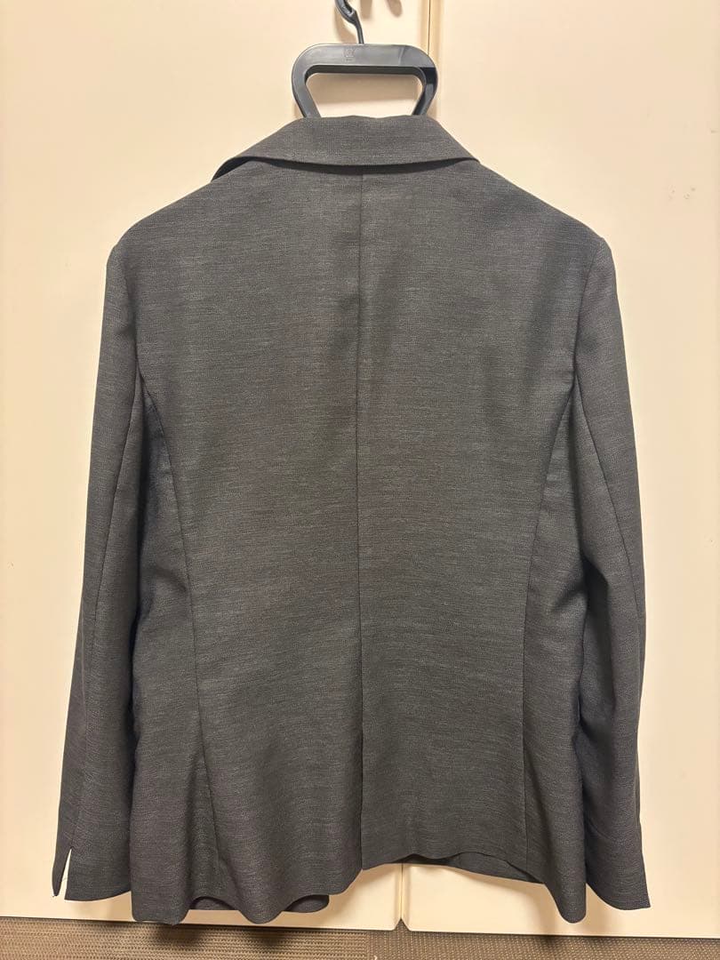 AOKI麻調グレー テーラードジャケットクロップドパンツセット