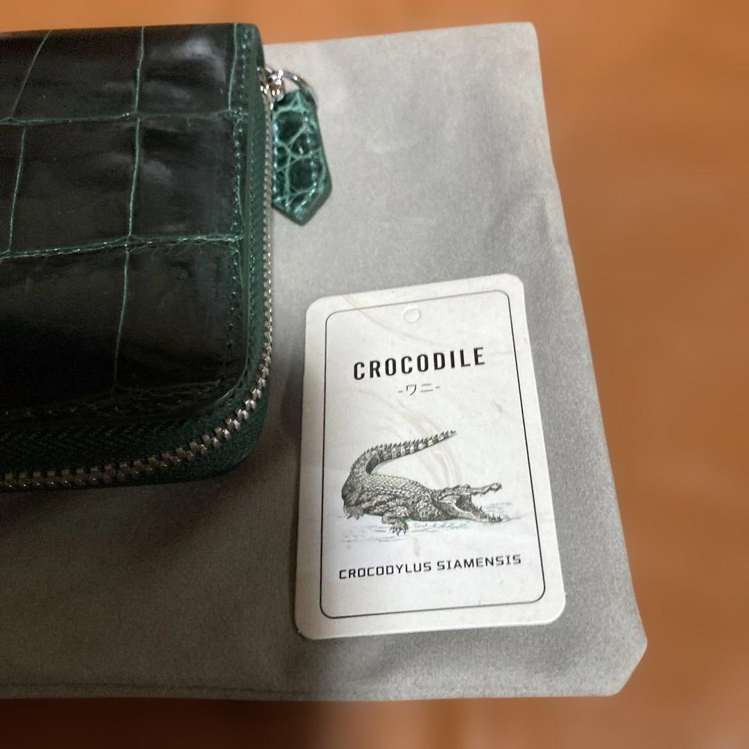 イサ　ダークグリーン シャイニングクロコ　長財布