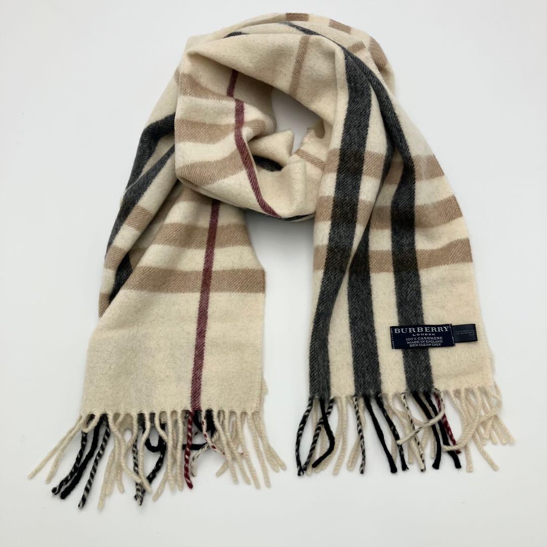 美品 バーバリー マフラー カシミヤ100% メガチェック ノバチェック 英国製
