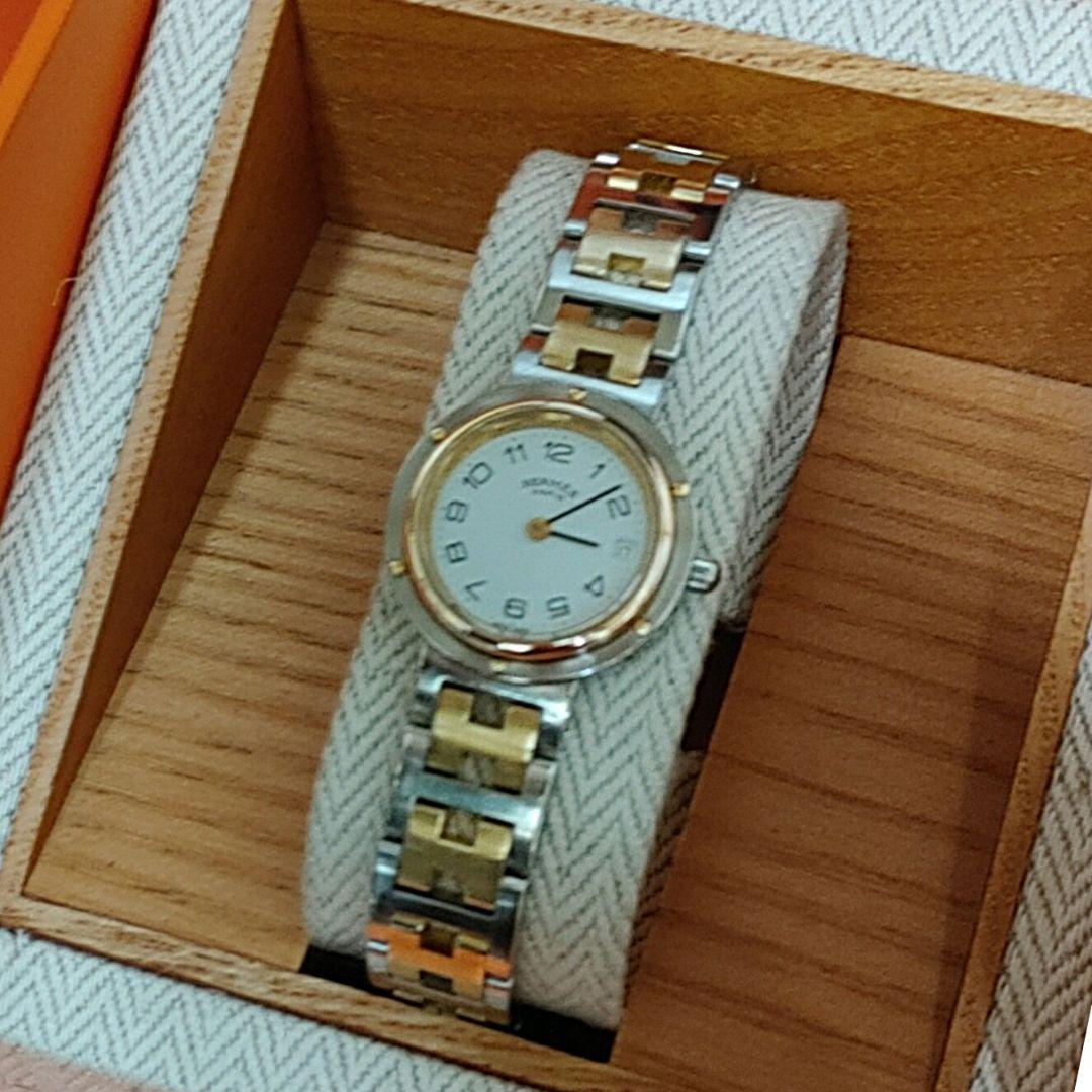 みゆエルメス時計極極美品クリッパー/新品電池新品仕上げ正常稼働品レディース