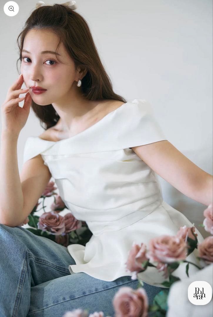 poláura ポローラ　ロマンティックサテンぺプラムトップス