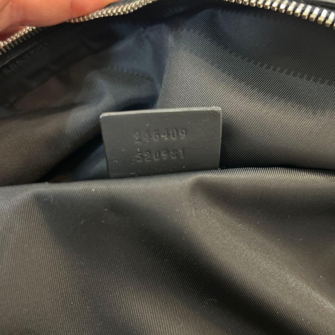 ⭐︎美品⭐︎グッチ ウエストバッグ GG シマ シェリーライン レザー ブラック