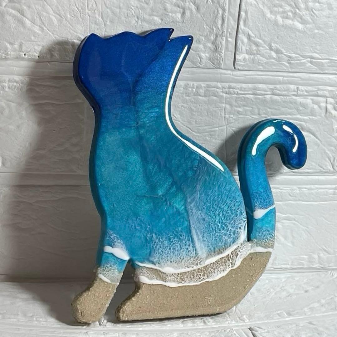 オーシャンレジンアート　海アート　ネコレジン　 オブジェ　ギフト　新築祝い