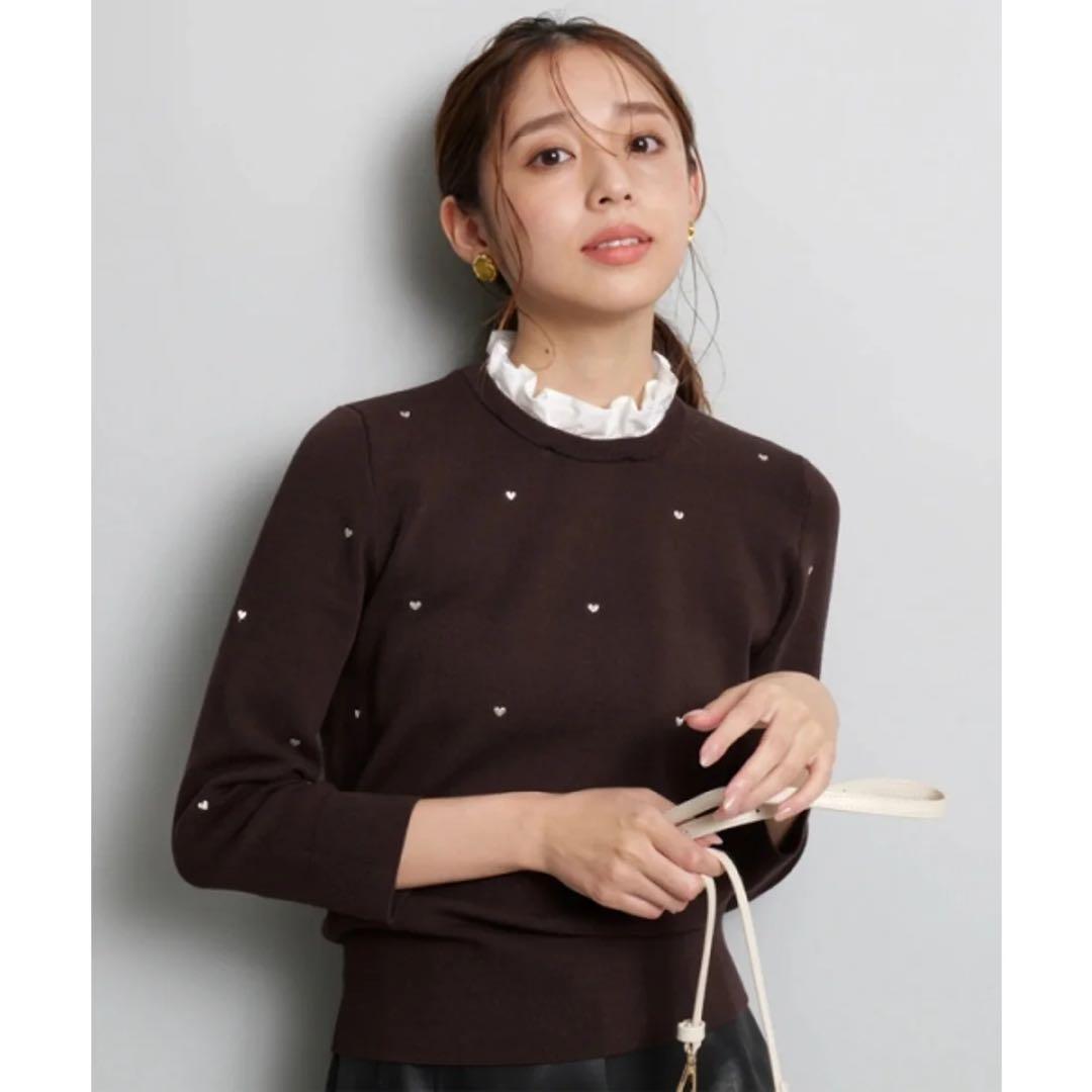 新品　ジャスグリッティー NEWハート刺繍プルオーバー （茶）