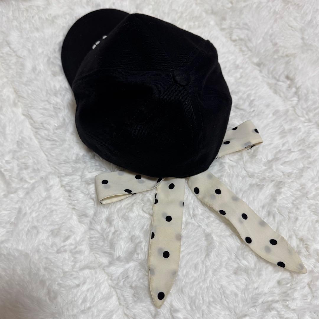 miu miu / ミュウミュウ　ブラック キャップ ドット リボン付き　帽子