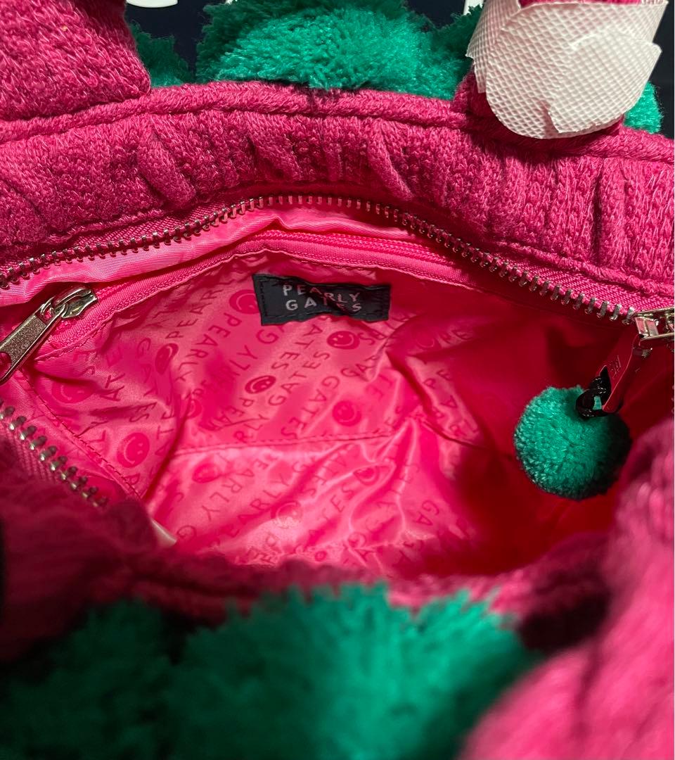 新品 未使用 PEARLY GATES ケーブルニット カートバッグ ピンク