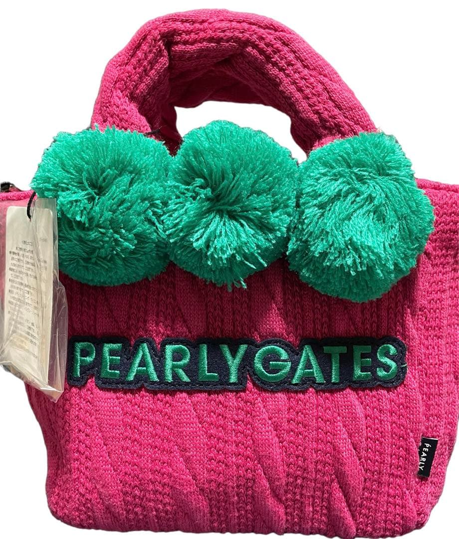新品 未使用 PEARLY GATES ケーブルニット カートバッグ ピンク