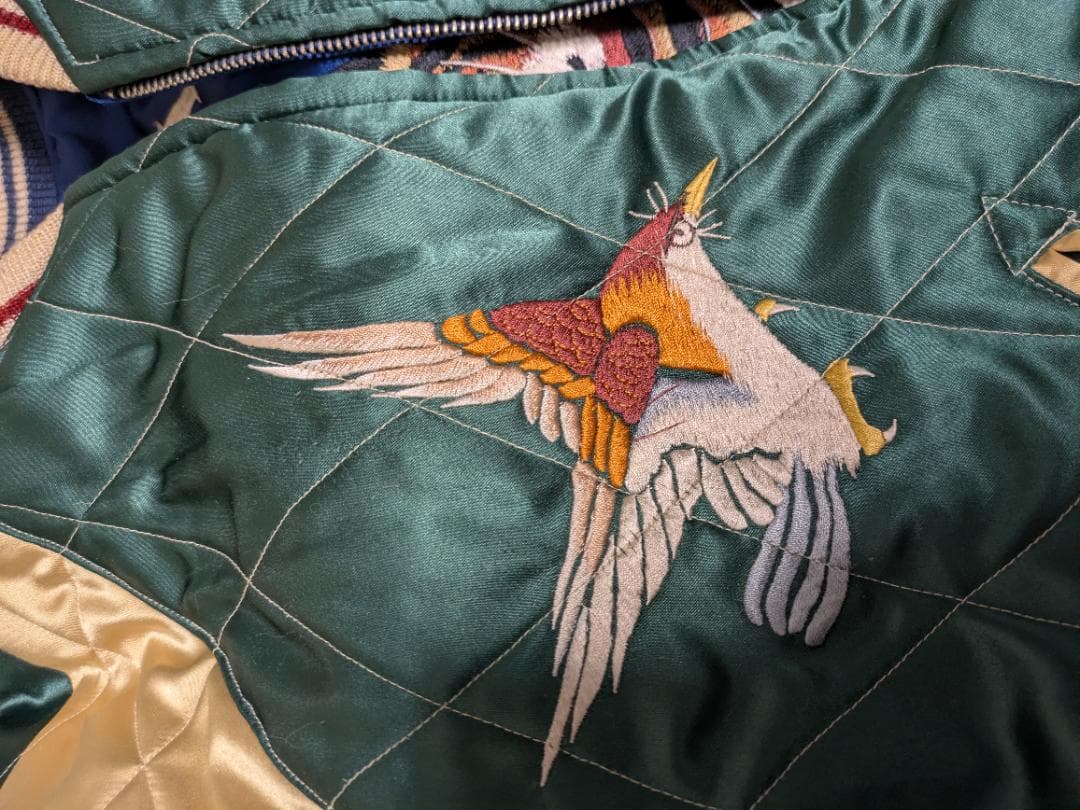 90s テーラー東洋スカジャン M品番 虎x鷲 リバーシブル Mサイズ虎刺繍