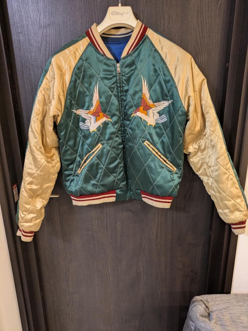 90s テーラー東洋スカジャン M品番 虎x鷲 リバーシブル Mサイズ虎刺繍