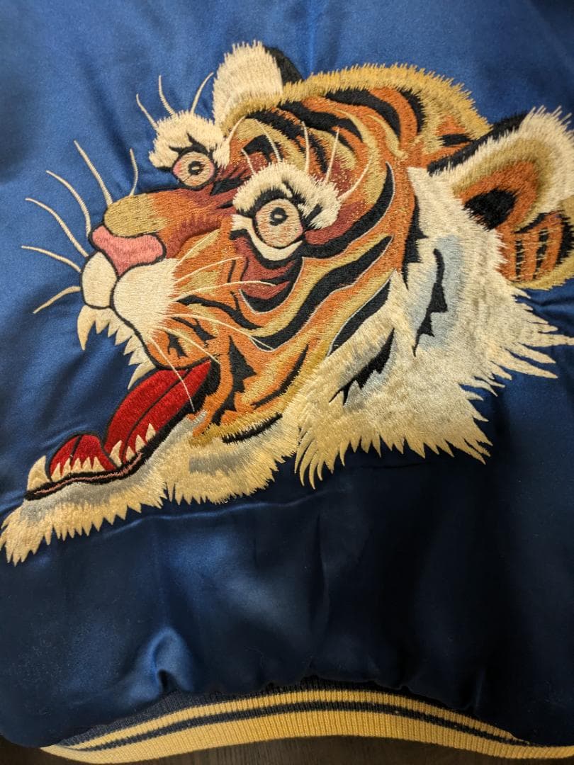 90s テーラー東洋スカジャン M品番 虎x鷲 リバーシブル Mサイズ虎刺繍