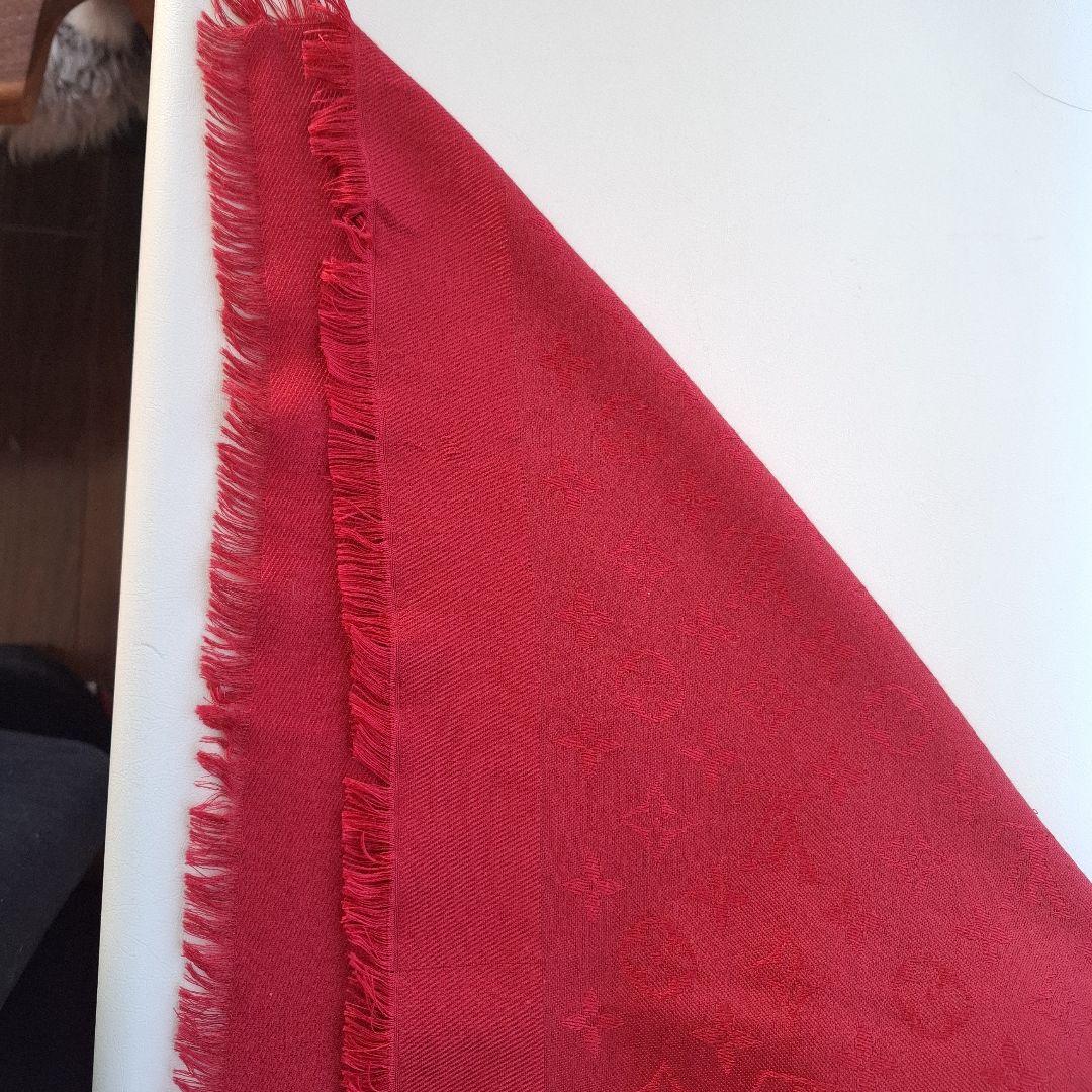 ルイヴィトン ショール・モノグラム 赤 ストール タグなし