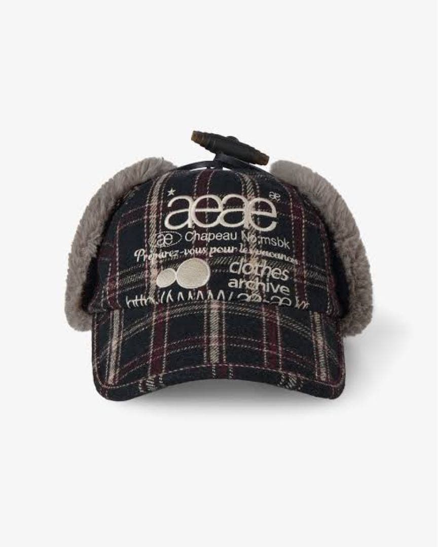 aeae ファー キャップ チェック柄 y2k archive フライトキャップ