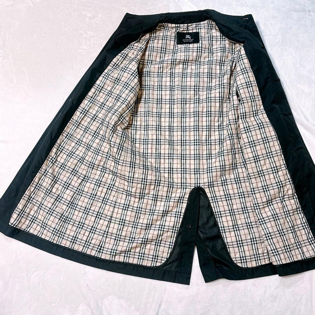 【BURBERRY BLACKLABEL】ステンカラーコート　黒　ノバチェックL