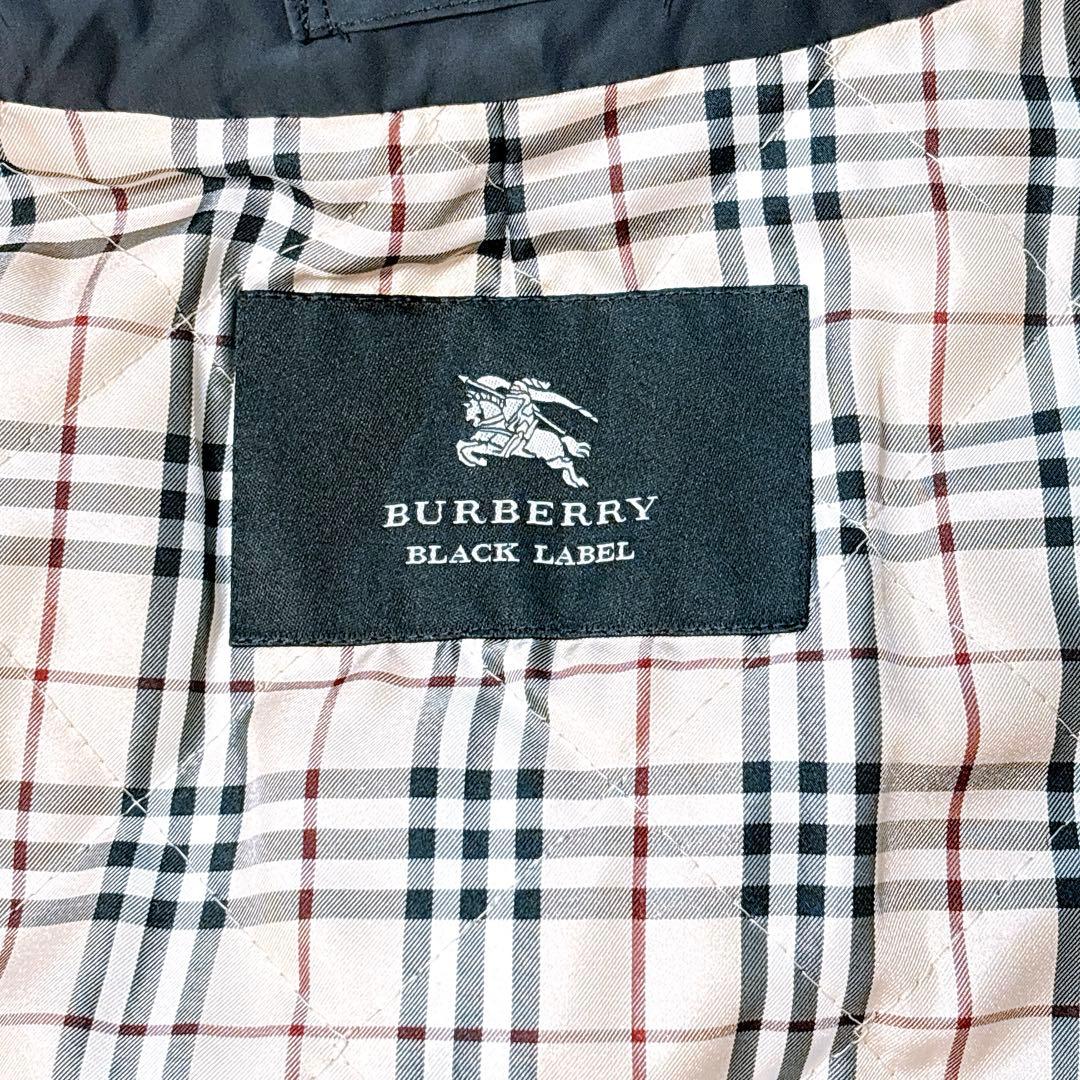 【BURBERRY BLACKLABEL】ステンカラーコート　黒　ノバチェックL