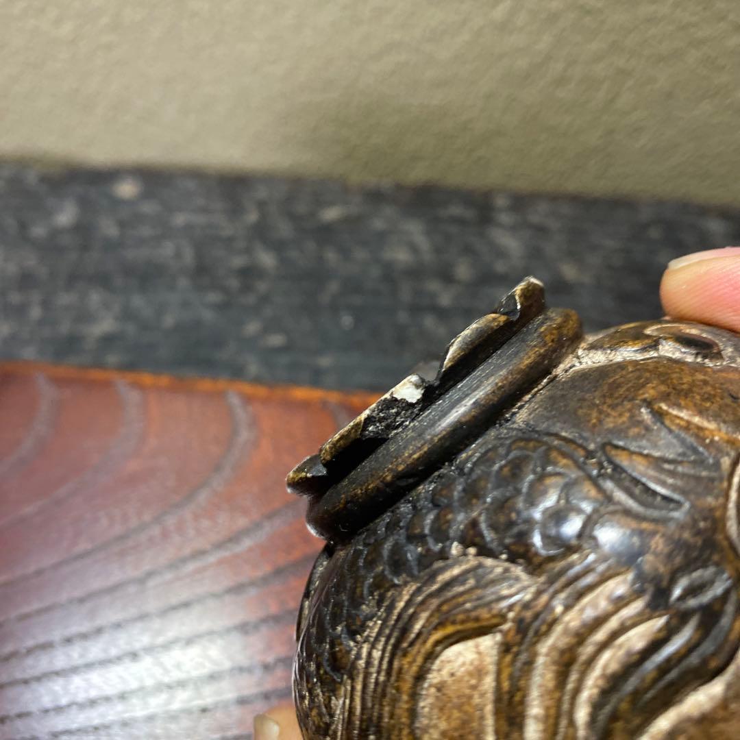 透かし掘龍図玉香炉