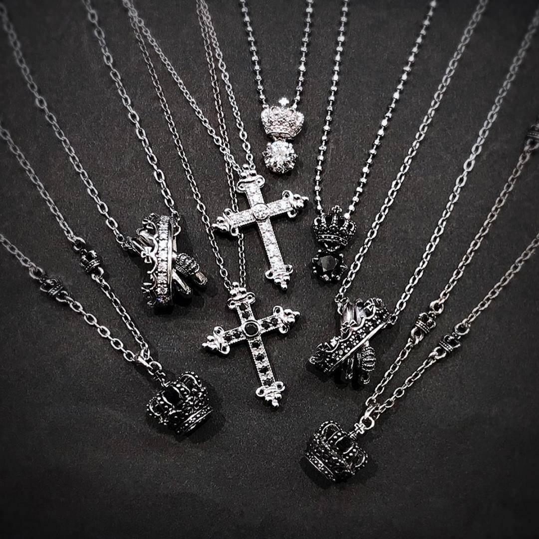 Justin Davis クラウンネックレス（ブラック・いぶし・50cm）