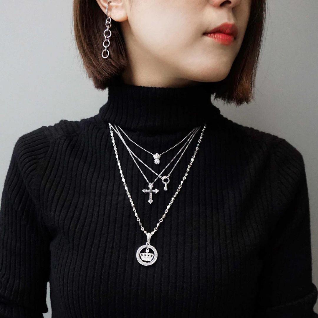 Justin Davis クラウンネックレス（ブラック・いぶし・50cm）