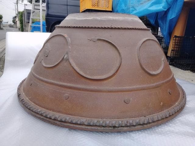 巨大水鉢　91x39cm　上縁4.5底径38cm　35kgぐらい　簡易ビオトープ