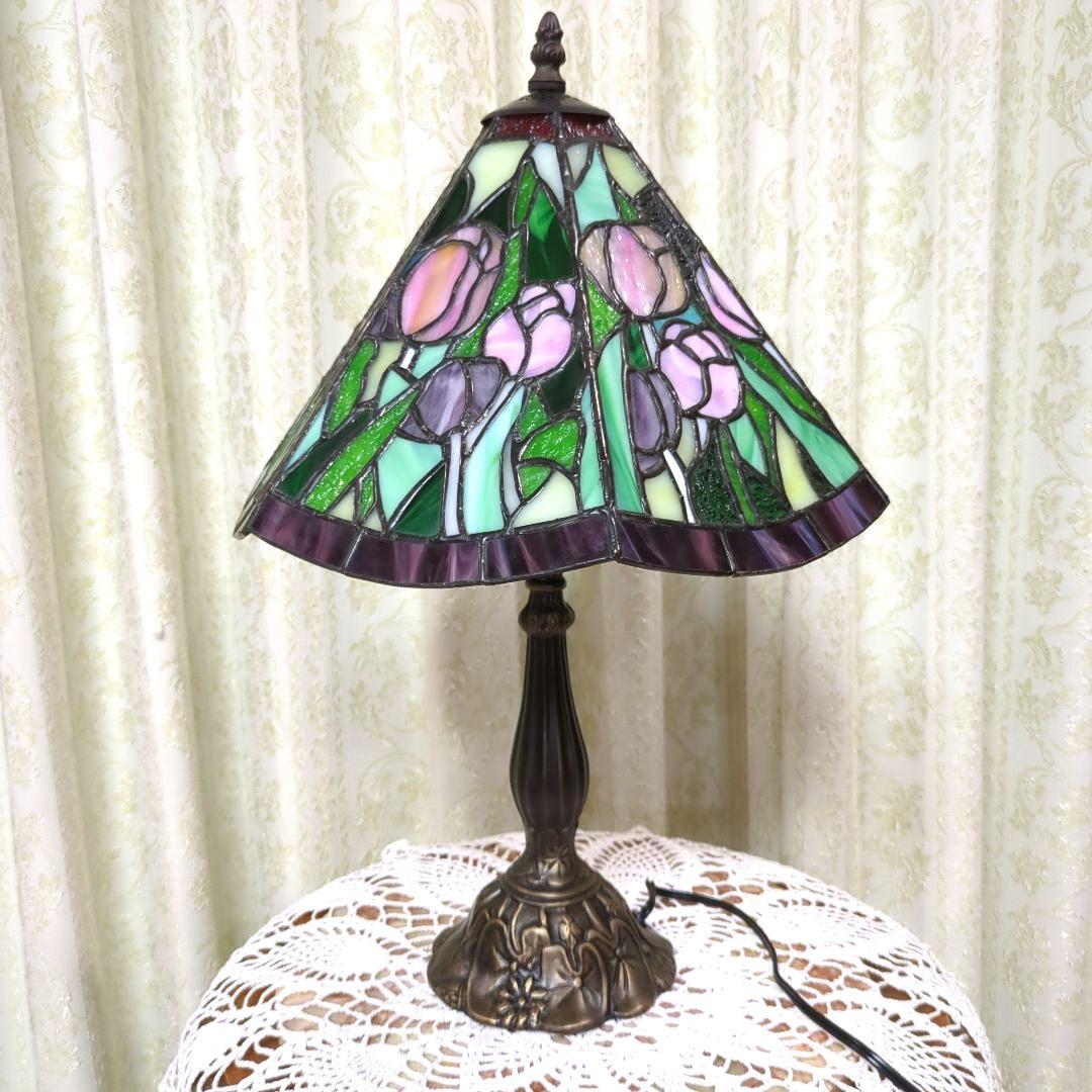 ハンドメイド ステンドグラス　ティファニーランプ　チューリップ