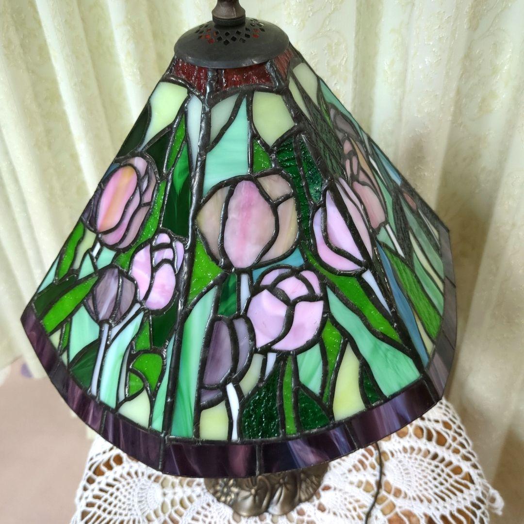 ハンドメイド ステンドグラス　ティファニーランプ　チューリップ