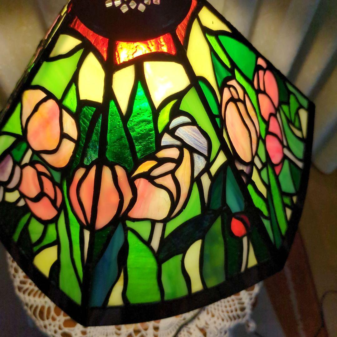 ハンドメイド ステンドグラス　ティファニーランプ　チューリップ