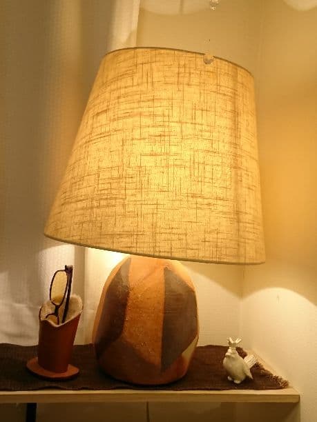 焼きしめ 陶器 和風電気スタンド 昭和レトロ