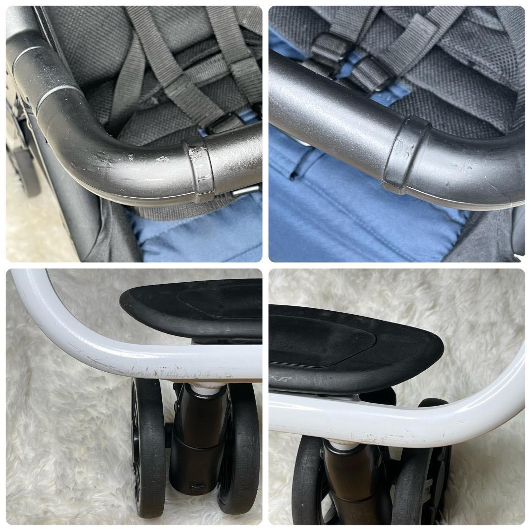 【送料無料】ココロンツイン ダブルベビーカー ネイビー　双子　美品　濃紺