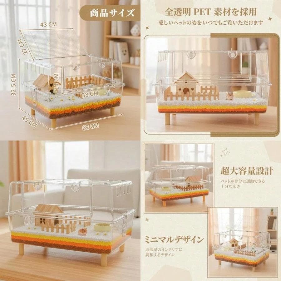 透明PET素材の飼育ケース 75cm