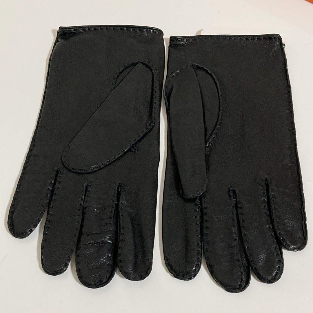 エルメス　HERMES　ラムスキン　セリエボタン　グローブ　ブラック　サイズ9