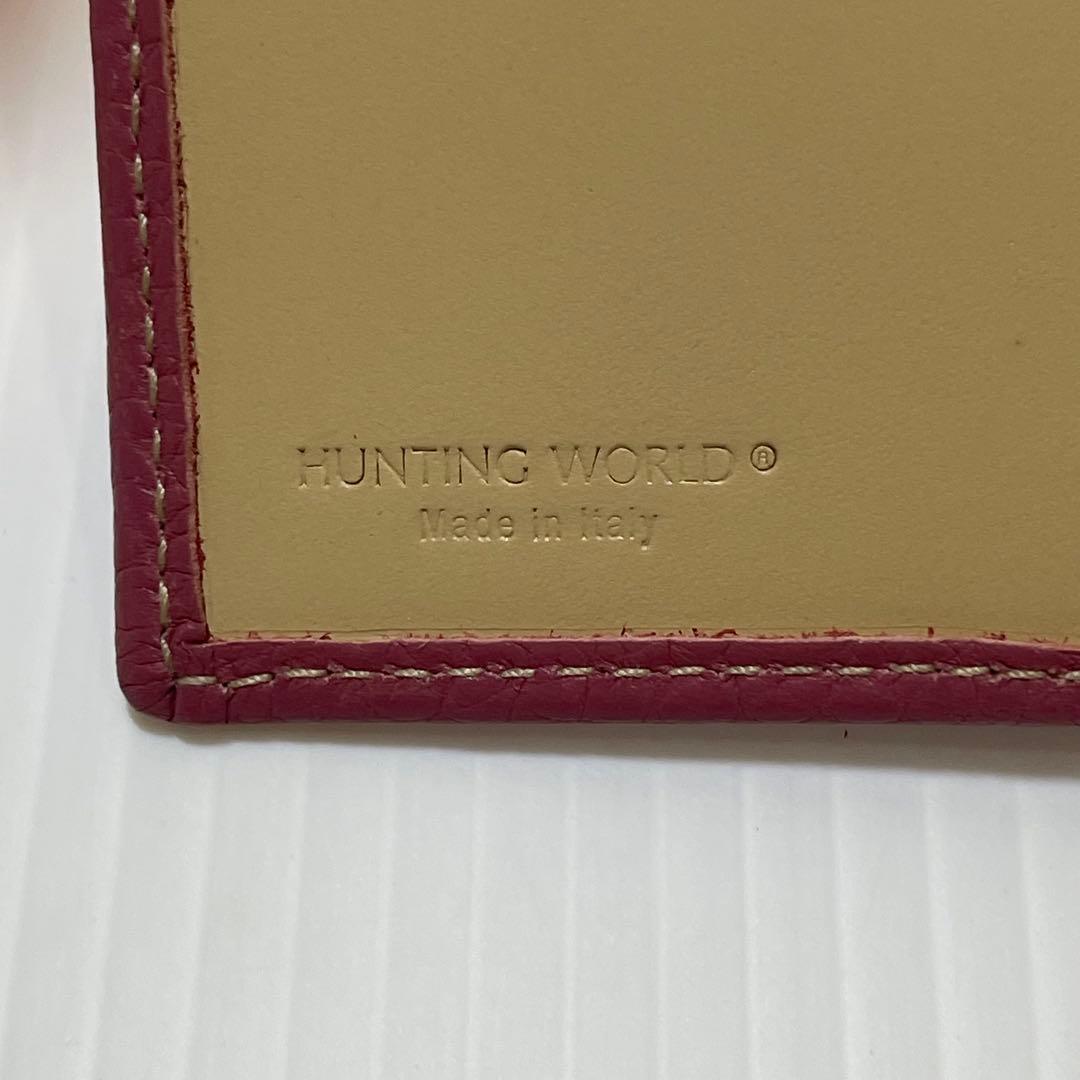 新品保管品【HUNTINGWORLD ハンティングワールド】三つ折り財布 ピンク