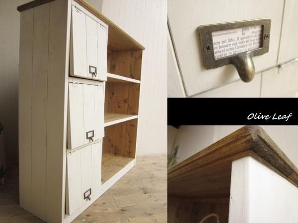 サイズ、デザインオーダー可！●パタパタ付3段ラック●シャビーブラウン●受注製作