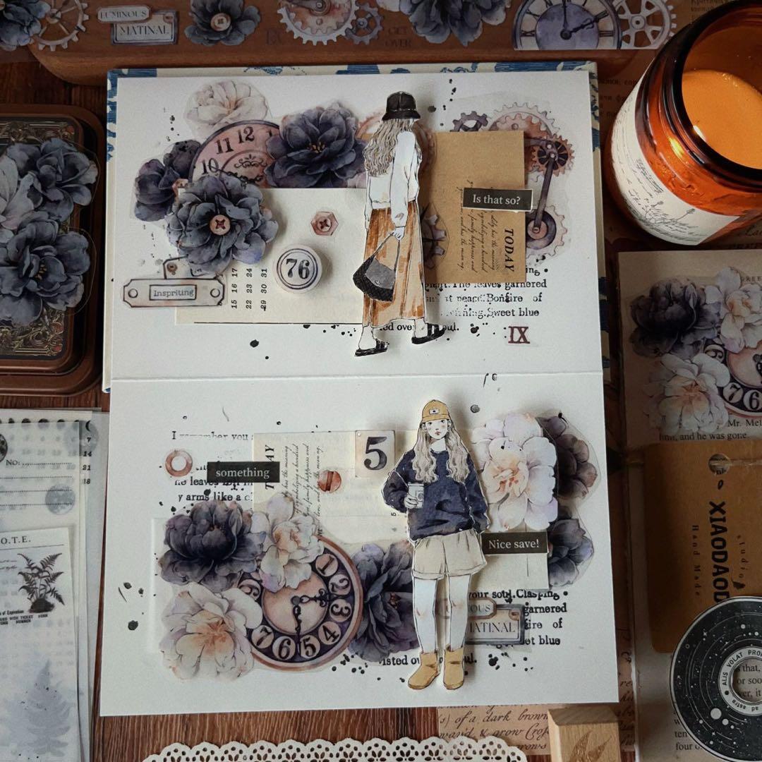 壹洱原创《烟墨白》海外マスキングテープ　マステ 【2375】