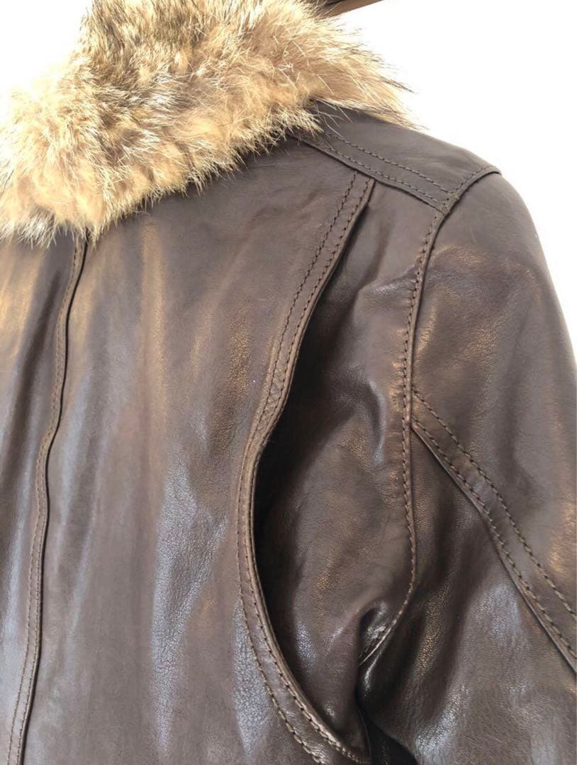 ば*ん様 【状態良し】 COACH コヨーテ毛皮付き革ジャケット　レザー　ジャケ