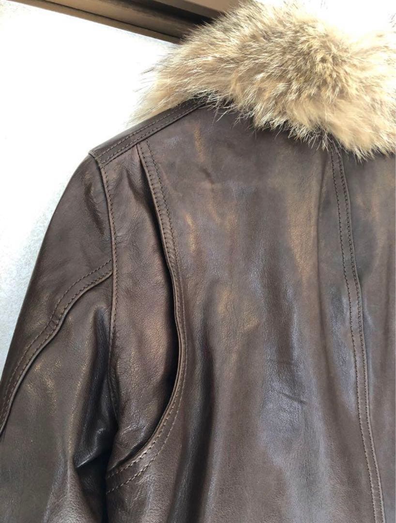 ば*ん様 【状態良し】 COACH コヨーテ毛皮付き革ジャケット　レザー　ジャケ