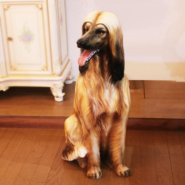アフガンハウンド 等身大 置物 オブジェ 陶器 犬 オーナメント 127-415