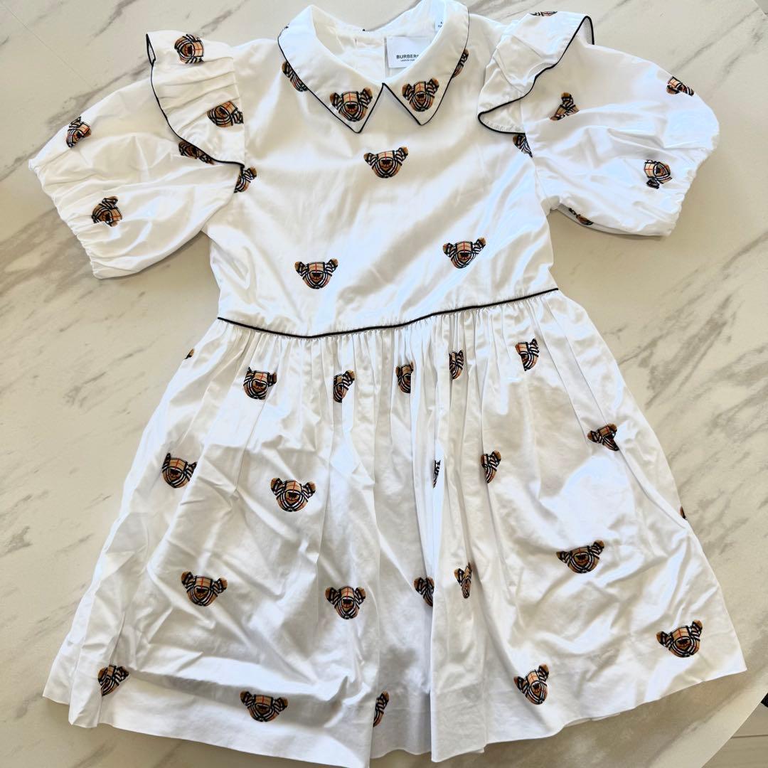 BURBERRY バーバリー ワンピース 116cm チェック 刺繍 ホワイト