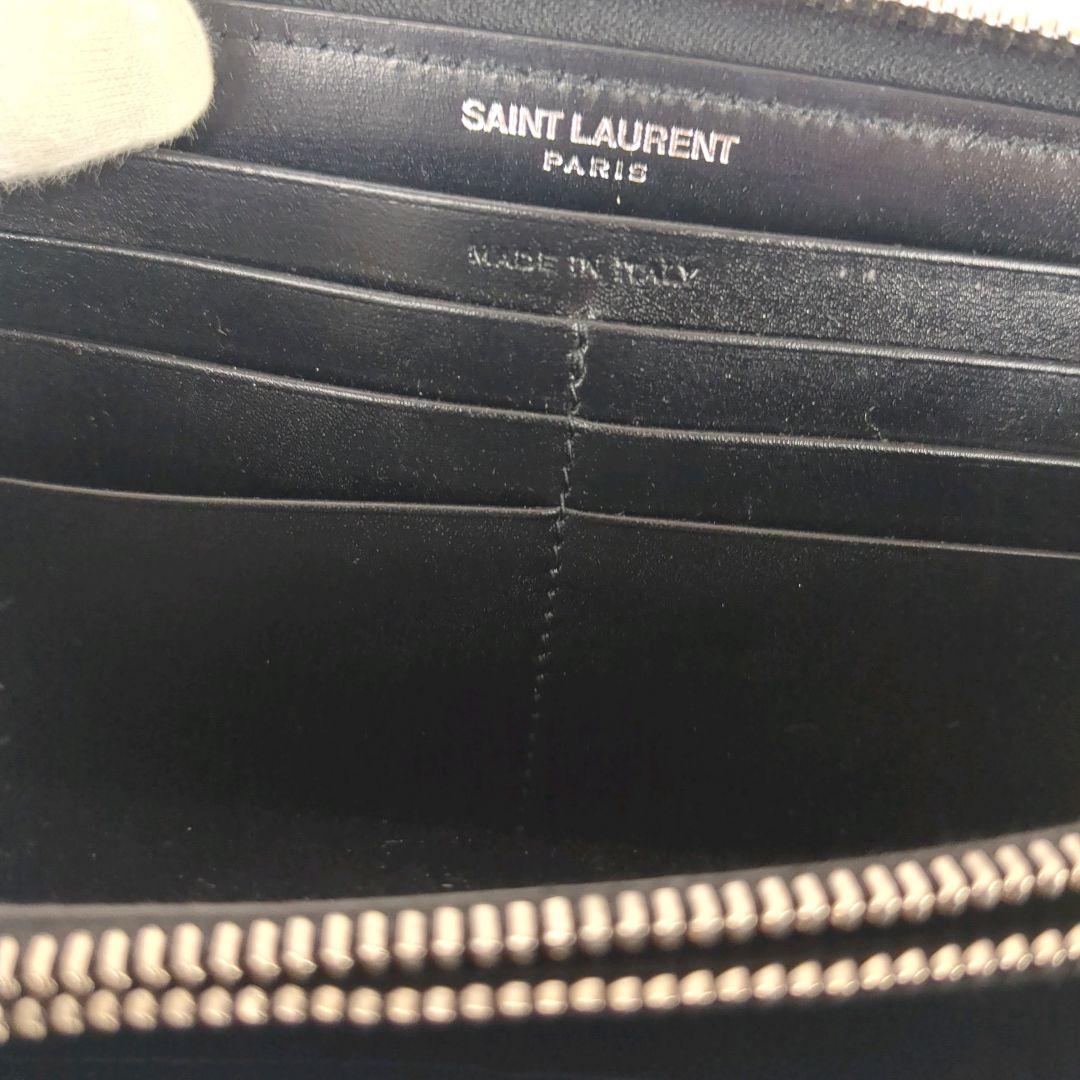 【美品】サンローラン☆YSL　カサンドラ　レザー　ラウンドファスナー　長財布　黒