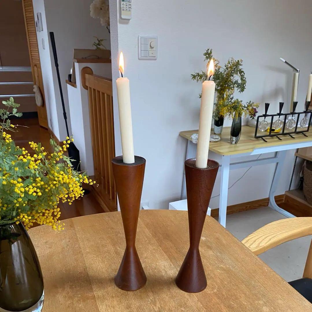 チーク　キャンドルホルダーセット　ヴィンテージ　デンマーク　ミッドセンチュリー