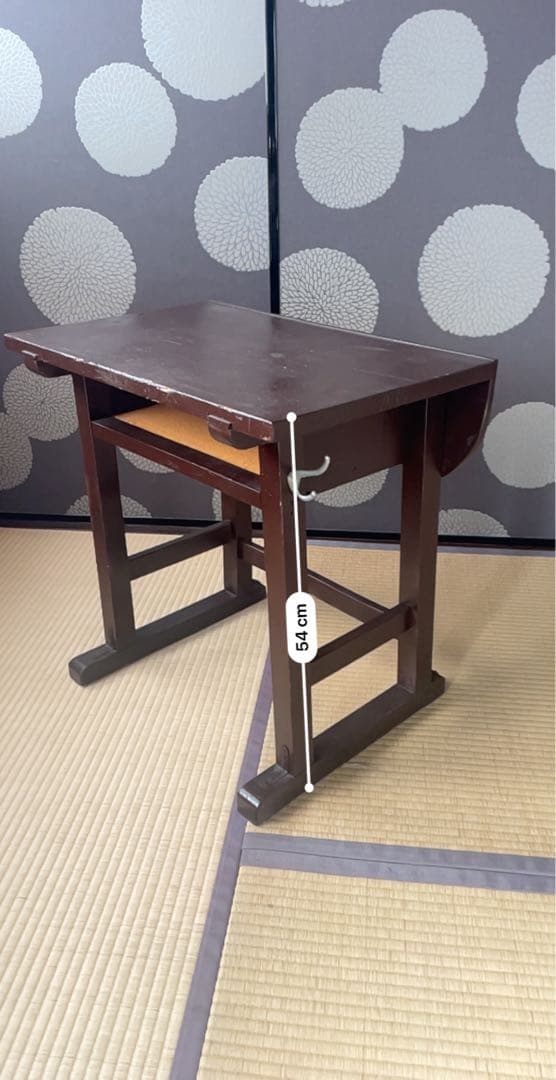 ヴィンテージ　木製　学習机　レストア　ダークブラウン　リペア済み